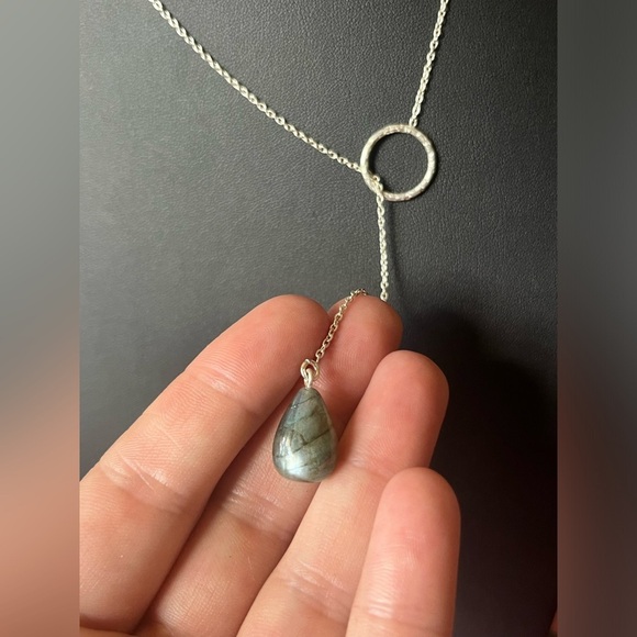 SOLD: Labradorite Lariat Silver Necklace - Picture 2 of 4